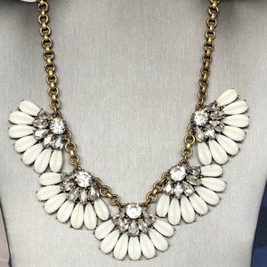 J. Crew Cream Floral and Rhinestone Statement Necklace